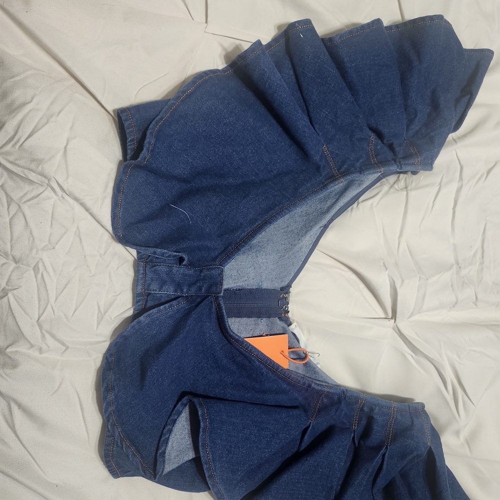 Denim Ruffle Two-Piece Set - Dark Blue - Picture 6 of 6